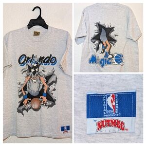 Vintage Orlando Magic Official NBA Nutmeg Mills Two-sided Tee